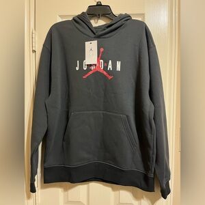 Jordan Men's Charcoal Hoodie with Red Logo
